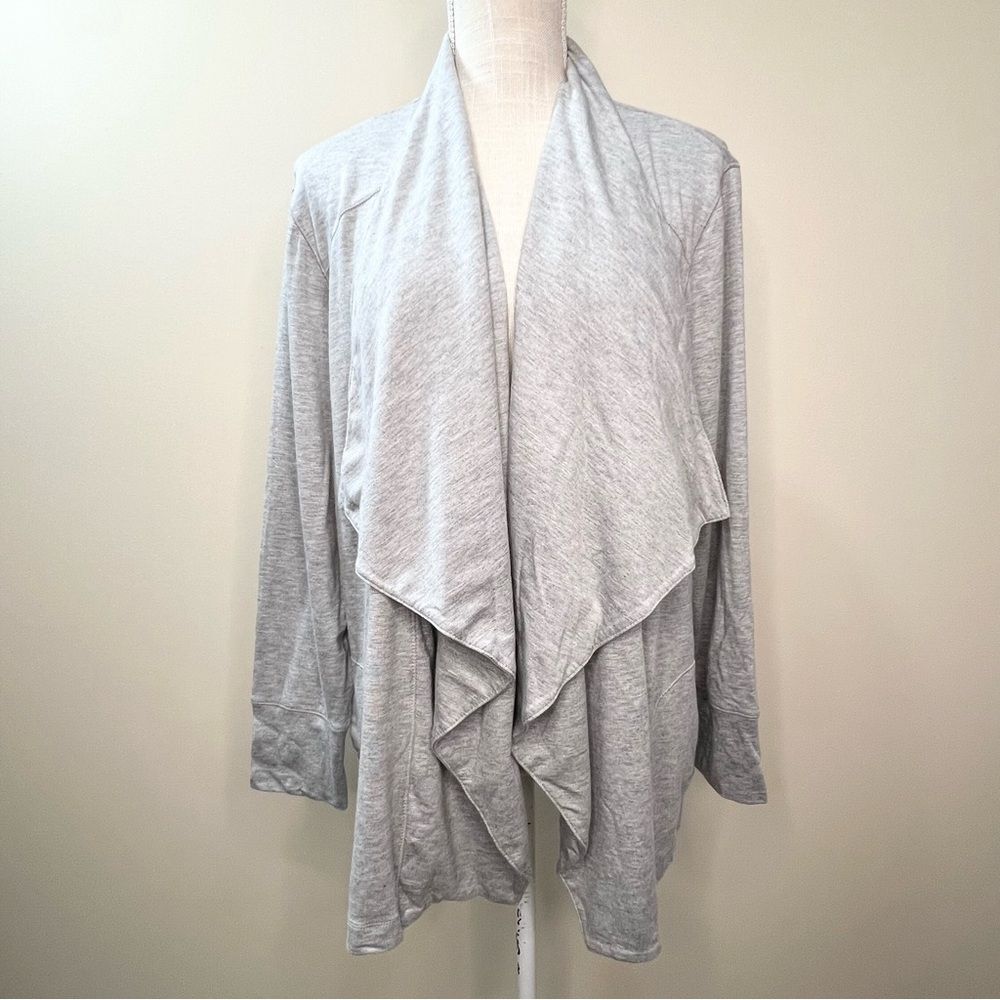 Zenergy by Chico’s Drape Open Front Sporty Grey Cardigan Sweatshirt XL